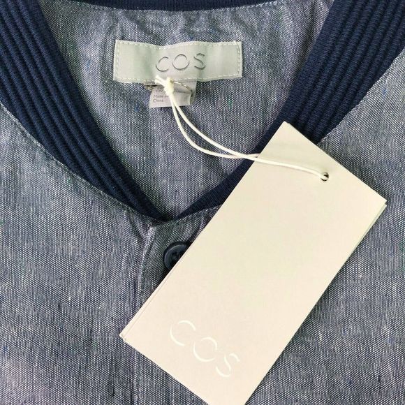 COS Collection of Style Men Size Medium Blue Button Front Bomber Style Shirt NWT - Picture 7 of 7